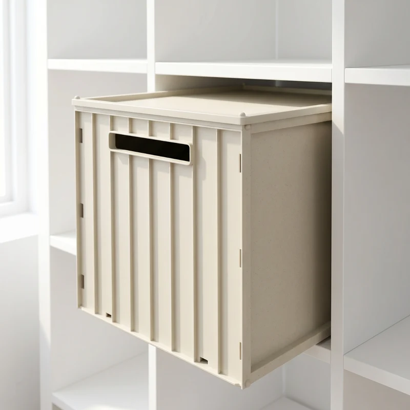 Kallax Klappbox mit Deckel, Braun & Grau, Box 31 x 31 x 32cm