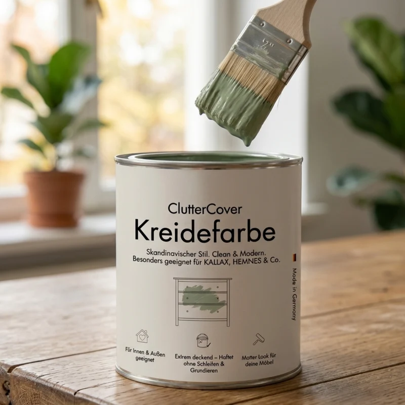 Möbelfarbe ohne Schleifen, Eukalyptus 750ml Kreidefarbe ideal für IKEA Möbel, Kreidelack für ca. 6m²