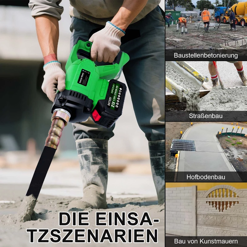 XIIW Akku Betonrüttler 18V | Kabelloser Betonverdichter Ø35 mm | Elektrischer Betonrüttler für Fundament & Schalung
