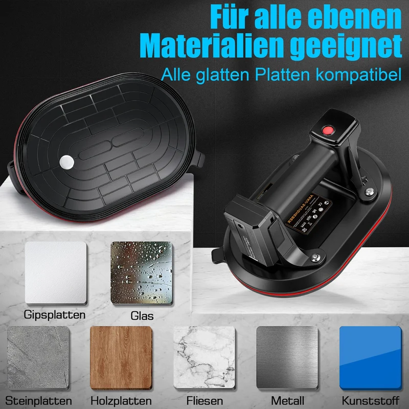 Akku Vakuumheber 260 kg mit Digitalanzeige & automatischer Druckregelung