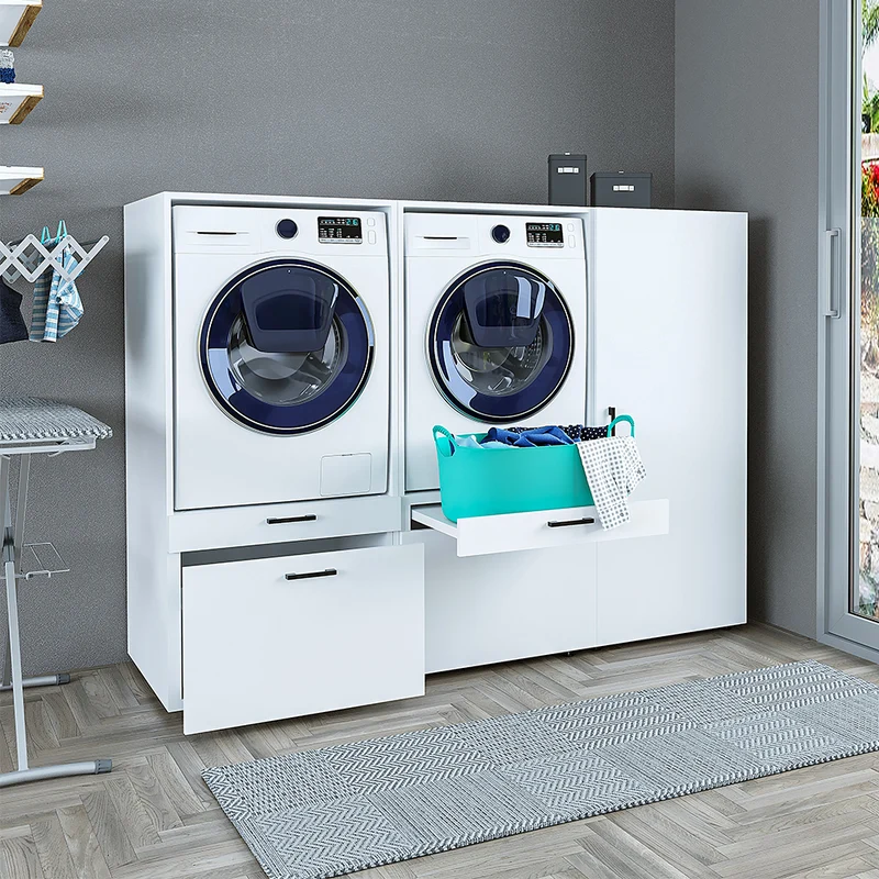 Roomart wasmachinekast SERIE 2, 194 cm, met 2 uitschuifplanken, in 2 kleuren