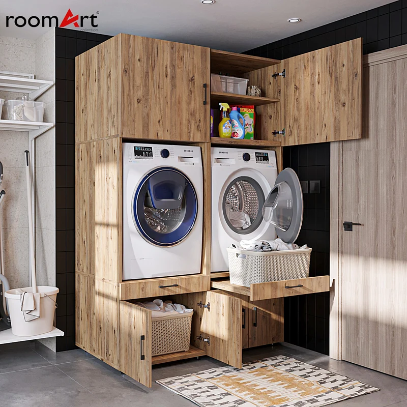 Roomart wasmachinekast SERIE 3, 134 cm, 205 cm hoog, in 3 kleuren
