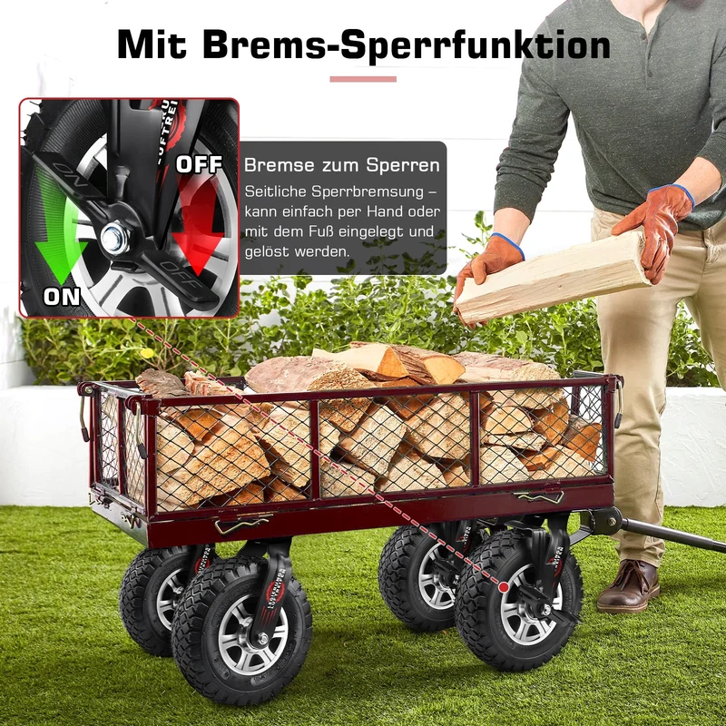 10" Universelle Schwerlastrolle 250 mm – 360° drehbar, Luftreifen, 170 kg Tragkraft, für Werkstatt & Transportwagen