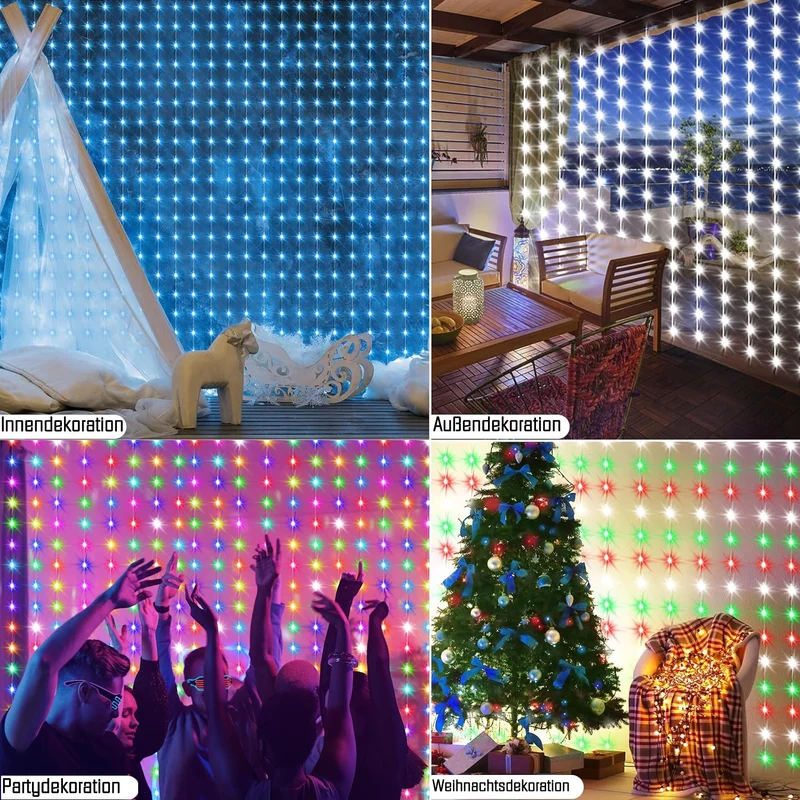 Intelligente Vorhanglichter – 300 LEDs, 3×3 m, 16 Millionen Farben, App Fernbedienung
