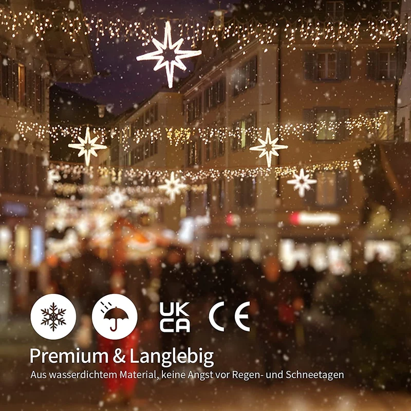 Eiszapfen Lichterkette – IP44 Wasserdicht, 11 Modi, Dimmbar, Timer & Speicherfunktion