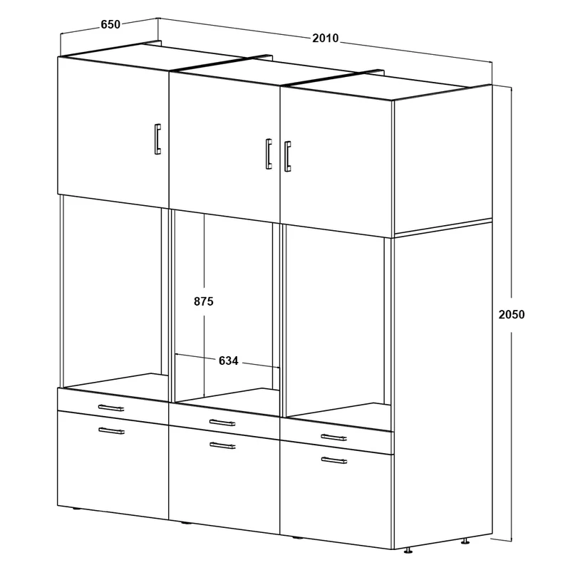 Roomart Waschmaschinenschrank SERIE 2, 201 cm, für 3 Geräte nebeneinander