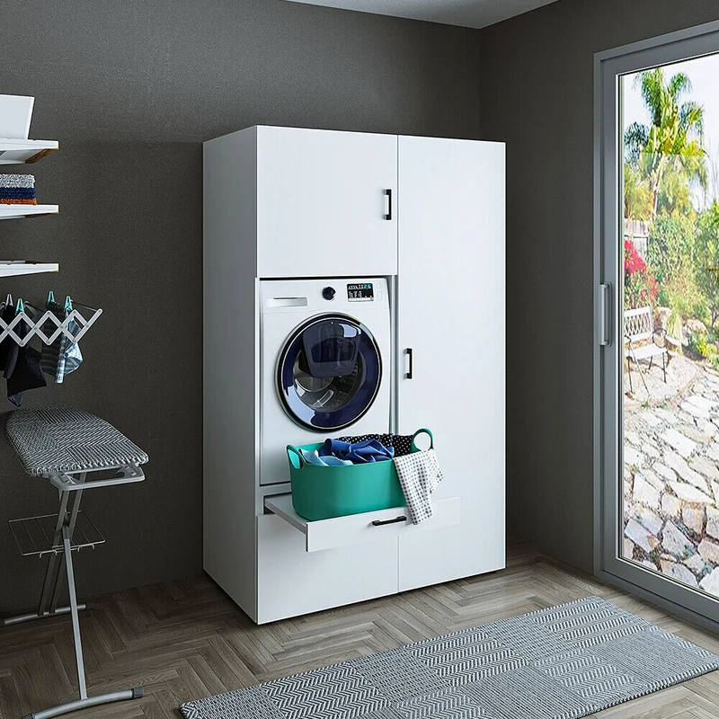 Roomart wasmachinekast SERIE 2, 127 cm, met hoge kast en uittrekplank, in 3 kleuren