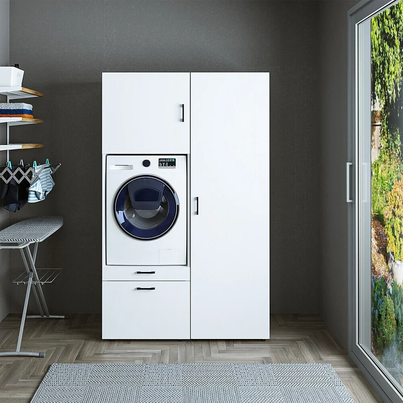 Roomart wasmachinekast SERIE 2, 127 cm, met hoge kast en uittrekplank, in 3 kleuren