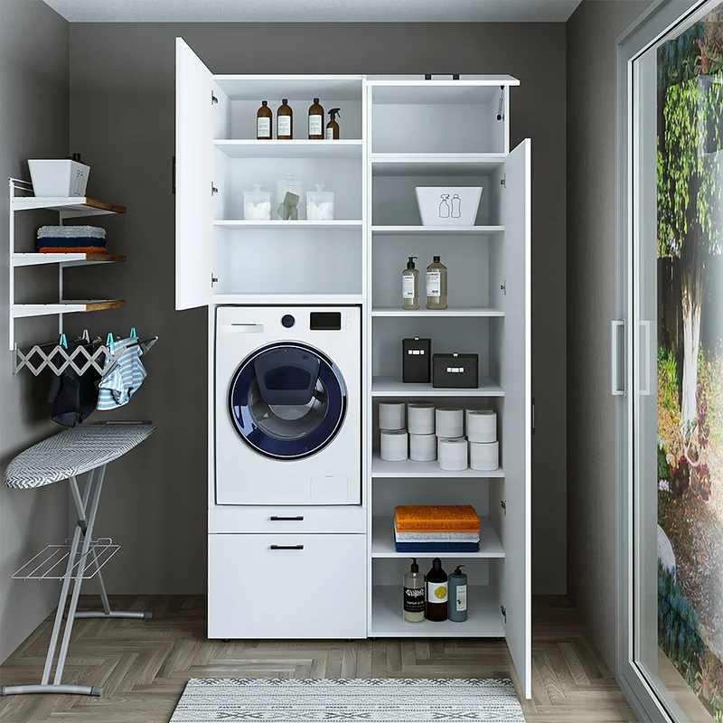 Roomart wasmachinekast SERIE 2, 127 cm, met hoge kast en uittrekplank, in 3 kleuren
