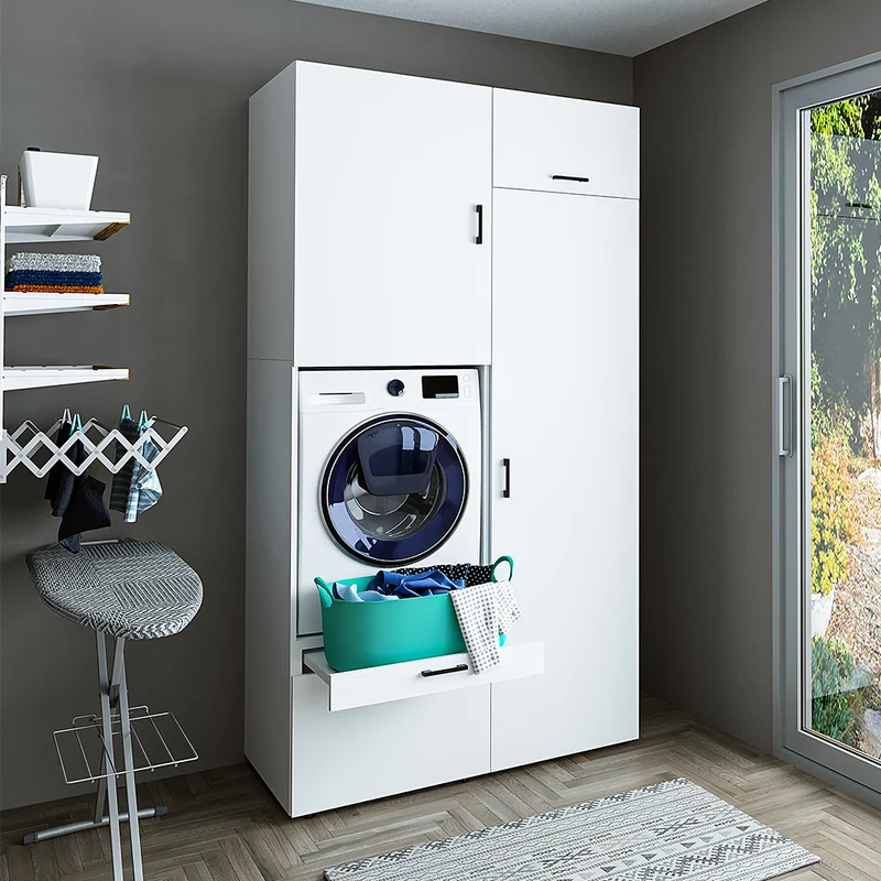 Roomart wasmachinekast SERIE 2, 127 cm, met hoge kast en uittrekplank, in 3 kleuren
