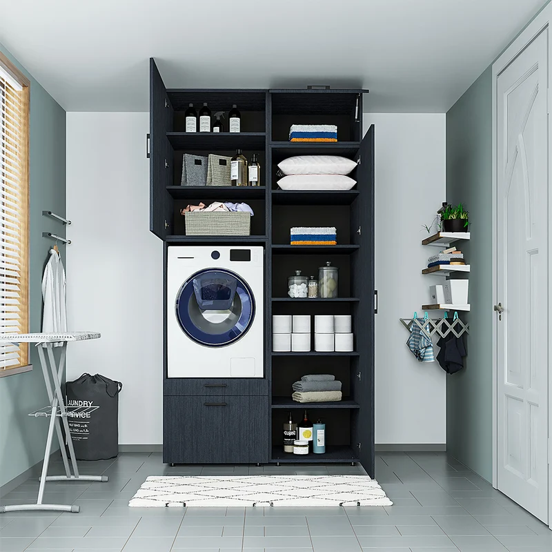 Roomart wasmachinekast SERIE 2, 127 cm, met hoge kast en uittrekplank, in 3 kleuren