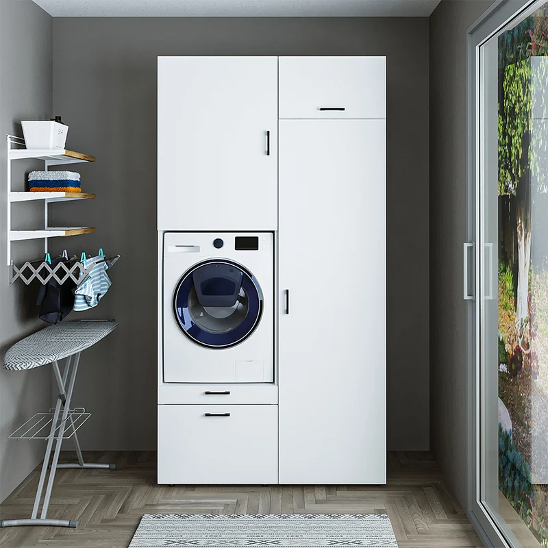 Roomart wasmachinekast SERIE 2, 127 cm, met hoge kast en uittrekplank, in 3 kleuren