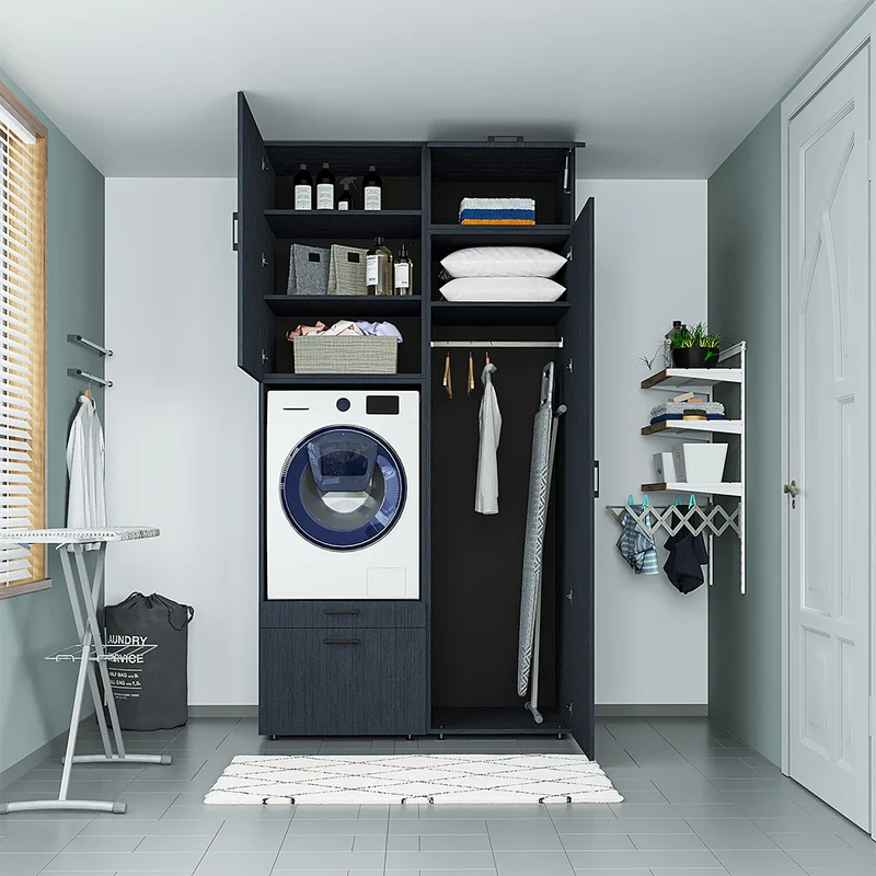 Roomart wasmachinekast SERIE 2, 127 cm, met hoge kast en uittrekplank, in 3 kleuren