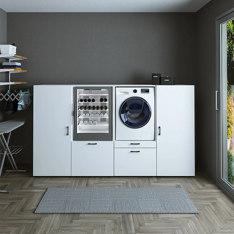 Roomart Waschmaschinenschrank SERIE 2, niedrige Schrankwand 194 oder 254 cm, in 2 Farben