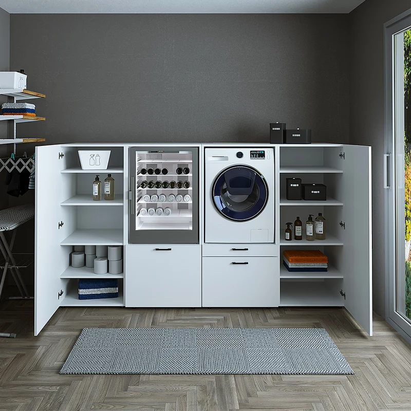 Roomart Waschmaschinenschrank SERIE 2, niedrige Schrankwand 194 oder 254 cm, in 2 Farben