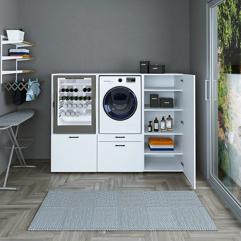 Roomart Waschmaschinenschrank SERIE 2, niedrige Schrankwand 194 oder 254 cm, in 2 Farben