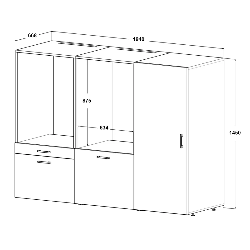 Roomart Waschmaschinenschrank SERIE 2, niedrige Schrankwand 194 oder 254 cm, in 2 Farben