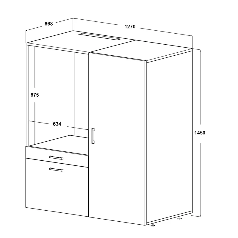Roomart wasmachinekast SERIE 2, 127 cm, met multifunctionele kast, in 2 kleuren