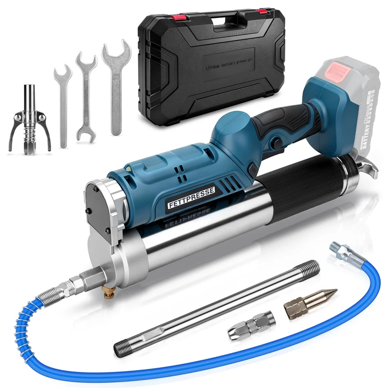 Akku Fettpresse 12000 PSI Hochdruck, 2-in-1 Griff, LED, 600g Kapazität, kabellos