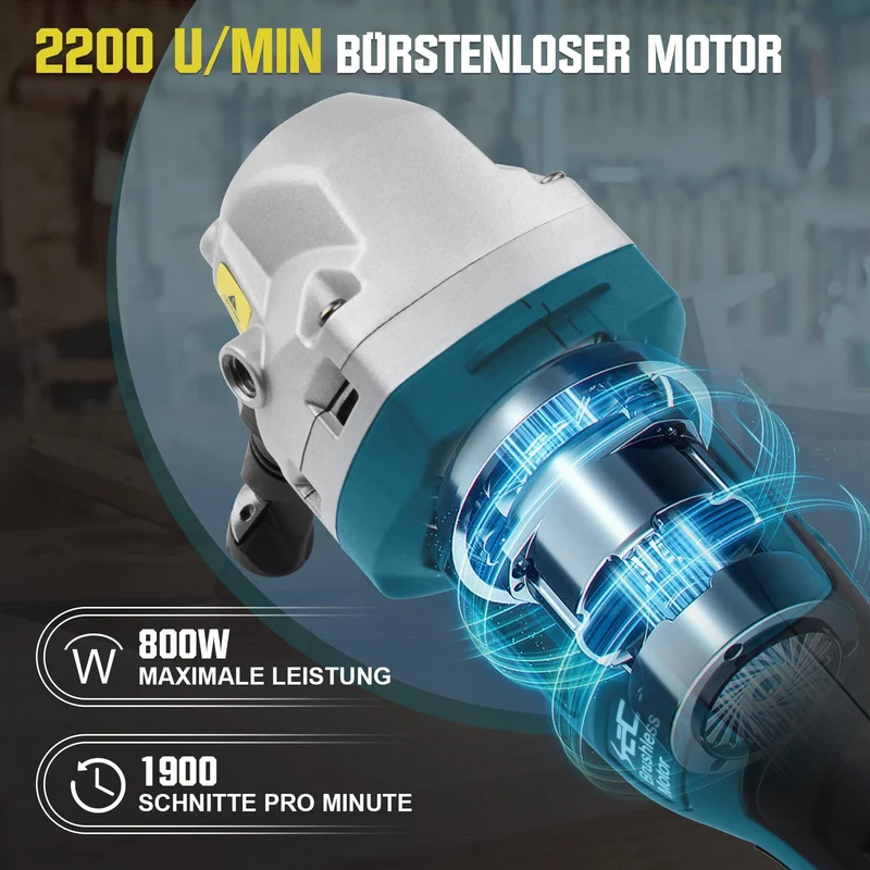 XIIW 18V Akku Metallnibbler bürstenlos | Blechnapper für Stahl & Alu | 1900 Hübe/min (Solo-Gerät, ohne Akku & Ladegerät)