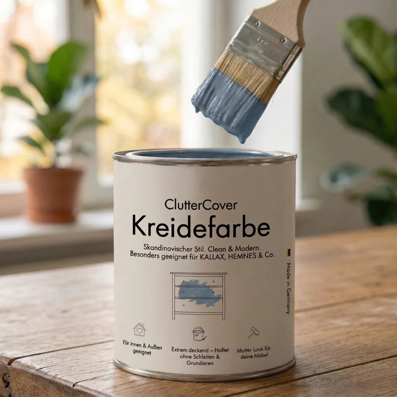 Möbelfarbe ohne Schleifen, Blau 750ml Kreidefarbe ideal für IKEA Möbel, Kreidelack für ca. 6m²