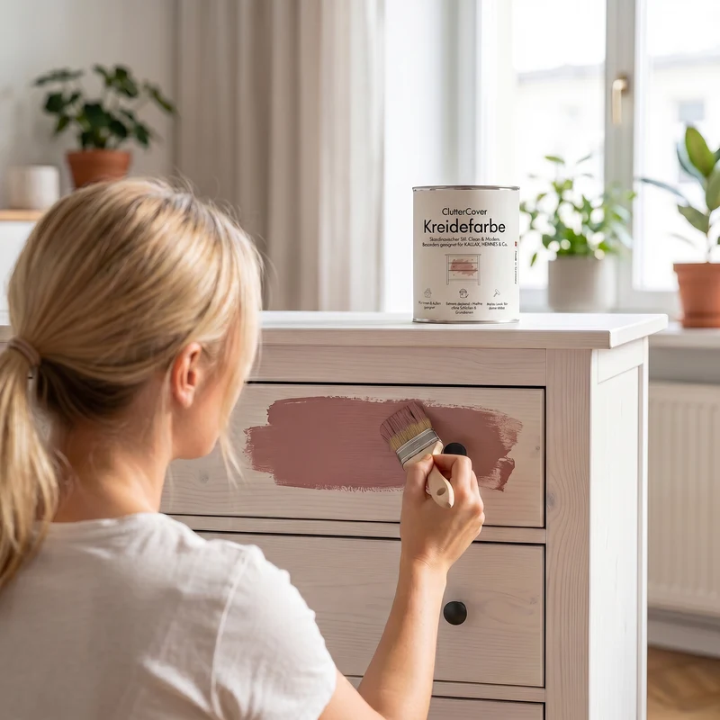 Möbelfarbe ohne Schleifen, Rosa 750ml Kreidefarbe ideal für IKEA Möbel, Kreidelack für ca. 6m²