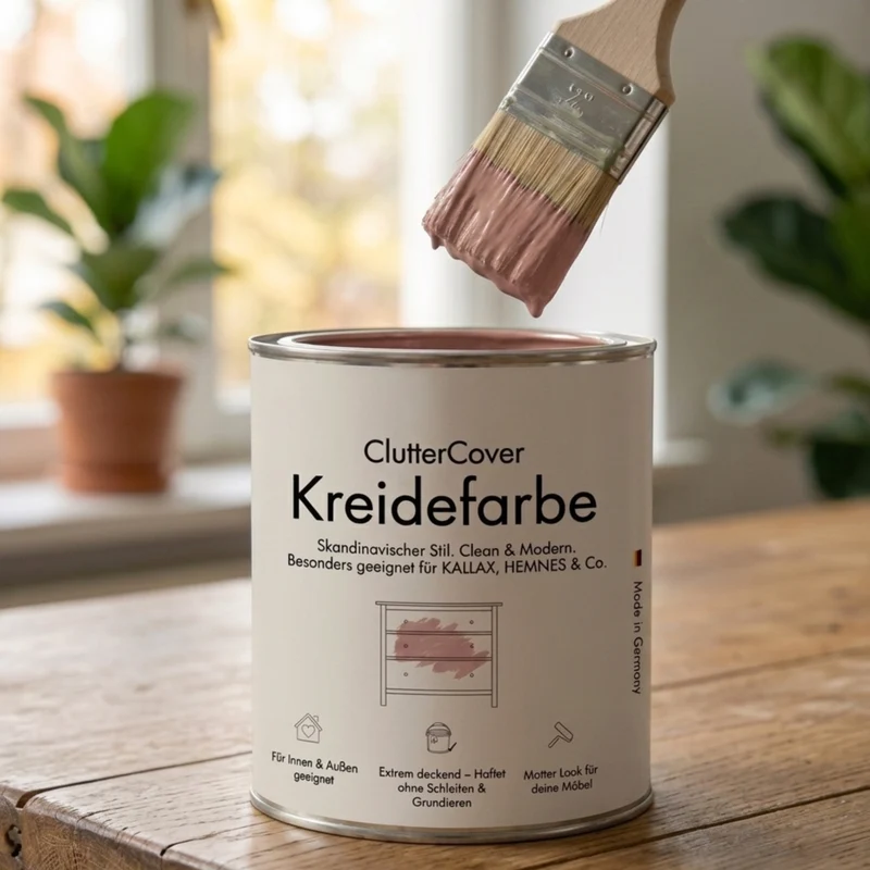 Möbelfarbe ohne Schleifen, Rosa 750ml Kreidefarbe ideal für IKEA Möbel, Kreidelack für ca. 6m²