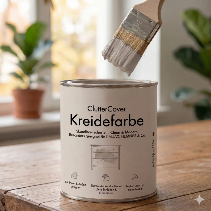 Möbelfarbe ohne Schleifen, Beige 750ml Kreidefarbe ideal für IKEA Möbel, Kreidelack für ca. 6m²
