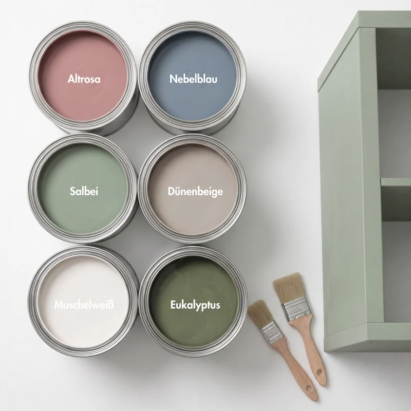 Möbelfarbe ohne Schleifen, 750ml Kreidefarbe ideal für IKEA Möbel, Kreidelack in Weiß, Beige, Rosa, Blau & Grün, für ca. 6m²