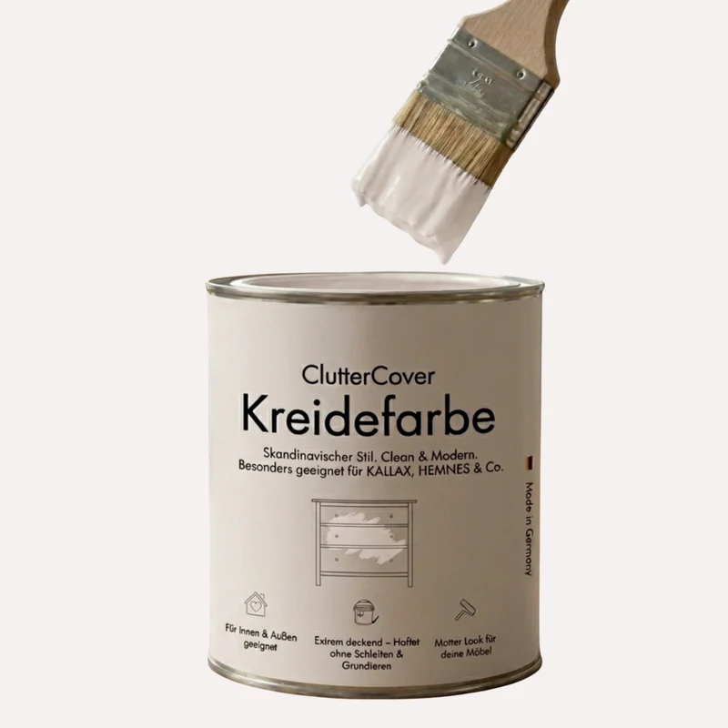 Möbelfarbe ohne Schleifen, 750ml Kreidefarbe ideal für IKEA Möbel, Kreidelack in Weiß, Beige, Rosa, Blau & Grün, für ca. 6m²