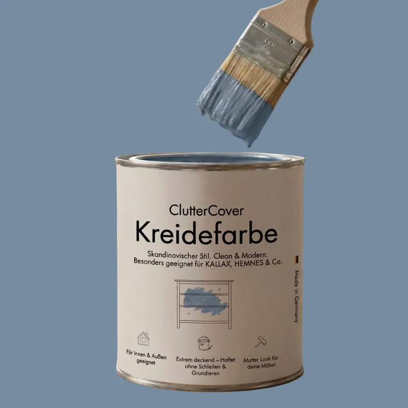 Möbelfarbe ohne Schleifen, 750ml Kreidefarbe ideal für IKEA Möbel, Kreidelack in Weiß, Beige, Rosa, Blau & Grün, für ca. 6m²
