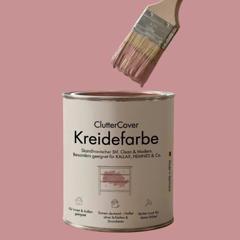 Möbelfarbe ohne Schleifen, 750ml Kreidefarbe ideal für IKEA Möbel, Kreidelack in Weiß, Beige, Rosa, Blau & Grün, für ca. 6m²