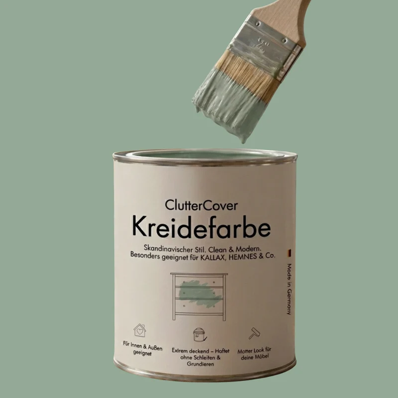 Möbelfarbe ohne Schleifen, 750ml Kreidefarbe ideal für IKEA Möbel, Kreidelack in Weiß, Beige, Rosa, Blau & Grün, für ca. 6m²