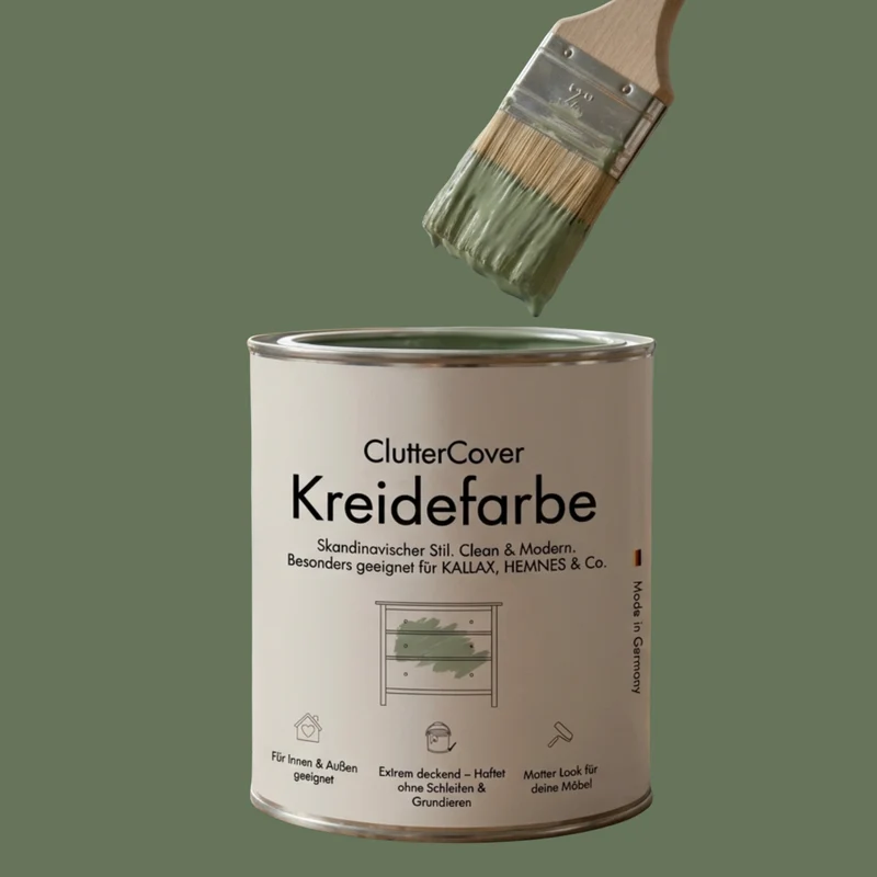 Möbelfarbe ohne Schleifen, 750ml Kreidefarbe ideal für IKEA Möbel, Kreidelack in Weiß, Beige, Rosa, Blau & Grün, für ca. 6m²