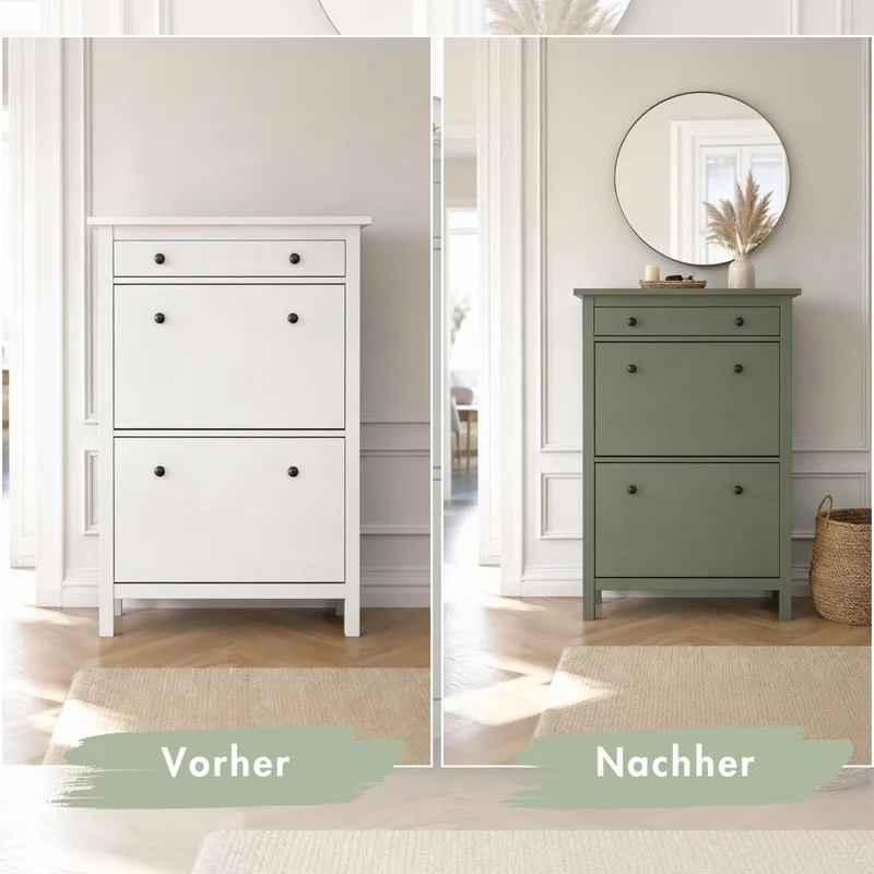 Möbelfarbe ohne Schleifen, 750ml Kreidefarbe ideal für IKEA Möbel, Kreidelack in Weiß, Beige, Rosa, Blau & Grün, für ca. 6m²