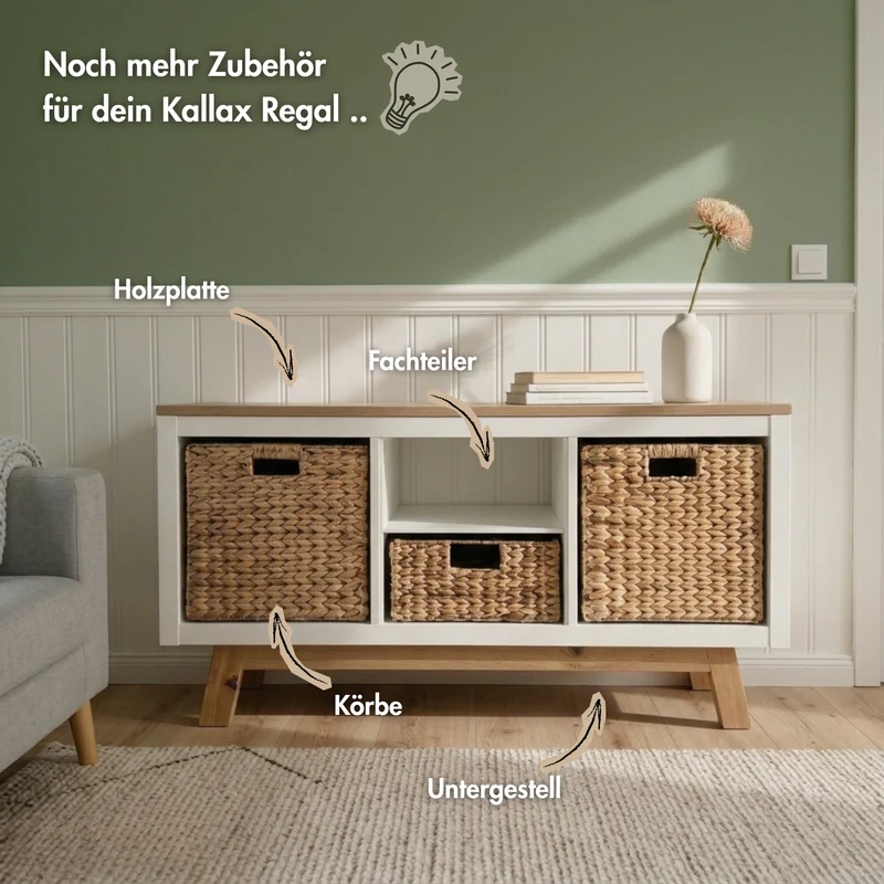 Untergestell für IKEA Kallax Regal 2er, 3er & 4er, Holz Gestell im Stil Eiche