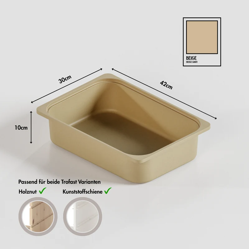 Box "TRÖVI" in Beige - 42 x 30 x 10cm, passend für Trofast Regale