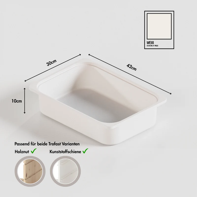 Box "TRÖVI" in Weiß - 42 x 30 x 10cm, passend für Trofast Regale