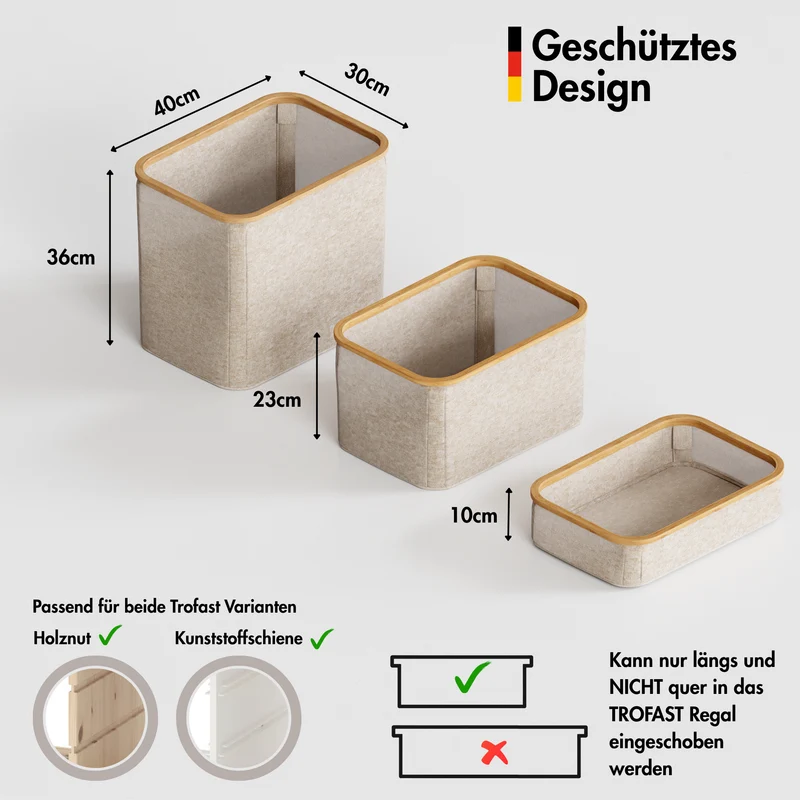 Box für IKEA Trofast Regal in Beige - verschiedene Größen