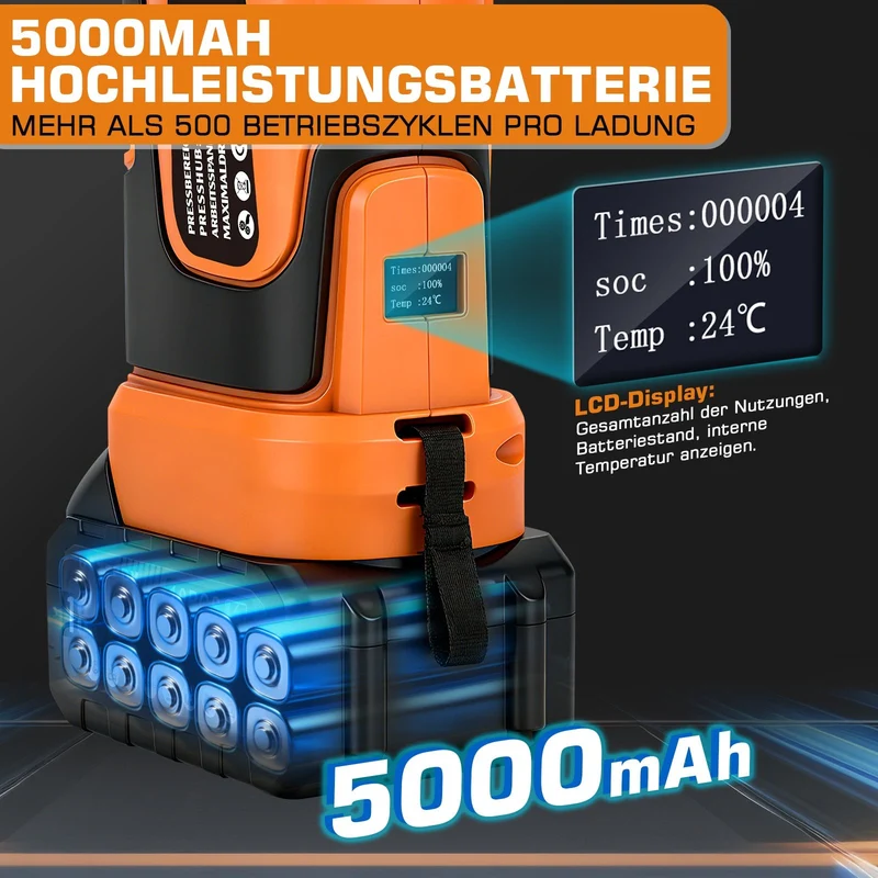 Akku-Presszange elektrohydraulisch – automatische Druckkontrolle, TH & V Pressbacken