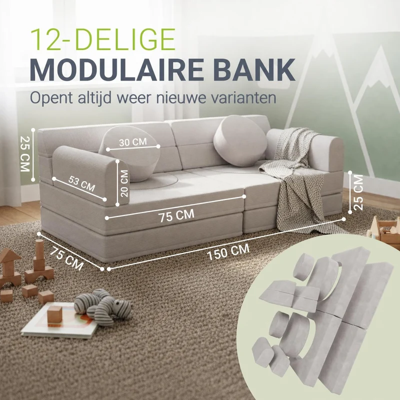 Kindersofa Kayo mit Cord Bezug & Kissen