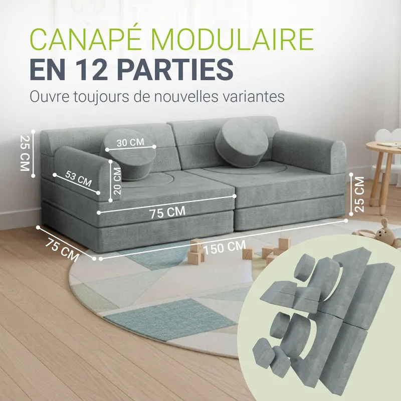 Kindersofa Kayo mit Cord Bezug & Kissen