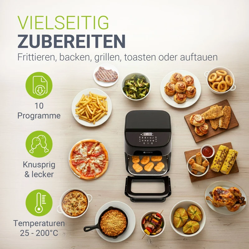 Heißluftfritteuse 12L mit 10 Programmen