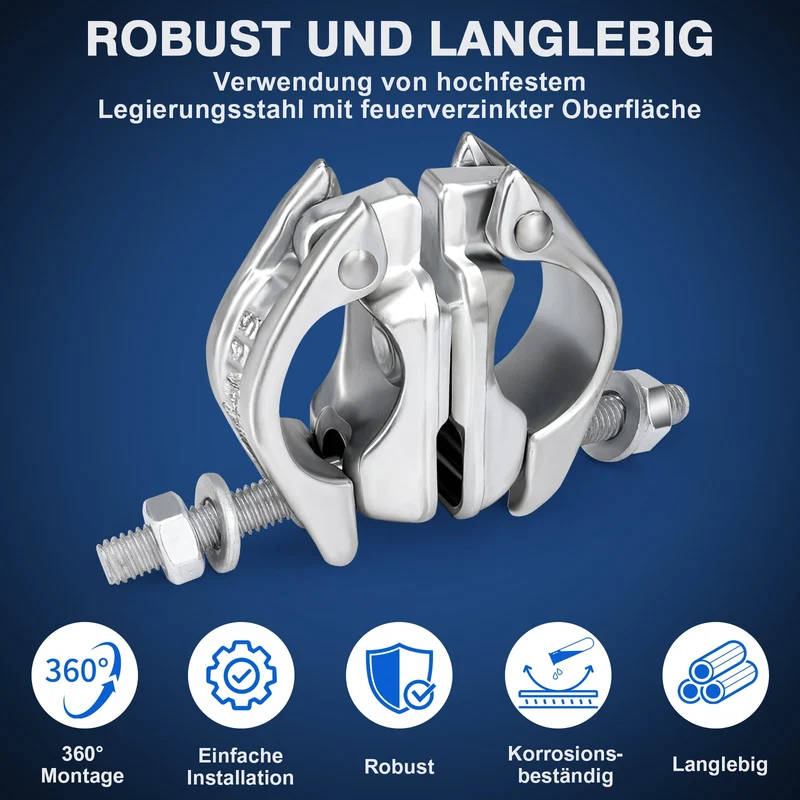 Drehkupplung Gerüst 360° – Verzinkte Rohrkupplung für 45-50mm Gerüstrohre, Robust & Korrosionsbeständig