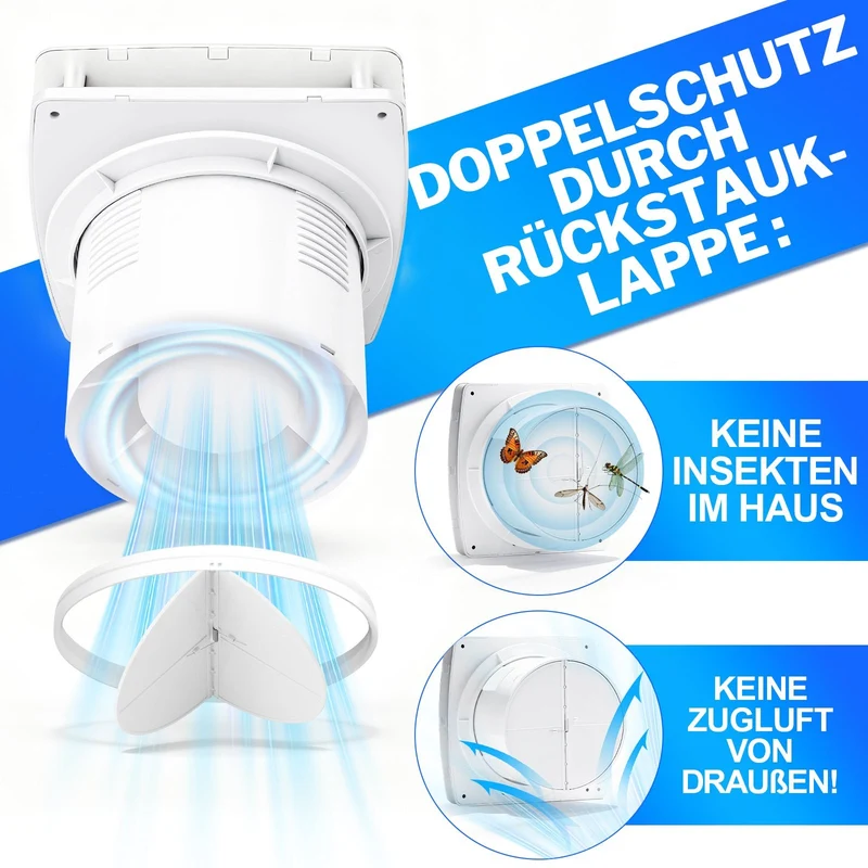 Effizienter Abluftventilator 240 m³/h mit einstellbarer Nachlaufzeit – Ideal für Bad, Küche und Keller