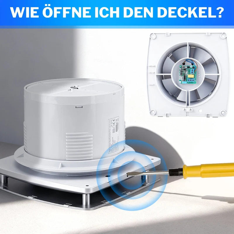 Badlüfter 150mm mit Feuchtesensor & Nachlauftimer, 95 m³/h leiser Abluftventilator IPX4 mit Rückstauklappe gegen Feuchtigkeit & Schimmel