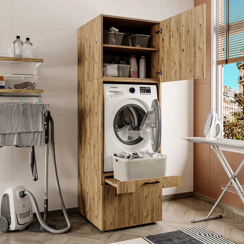 Roomart wasmachinekast SERIE 2, 67 cm, met uittrekplateau en opzetstuk, in 3 kleuren