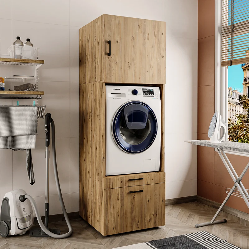 Roomart wasmachinekast SERIE 2, 67 cm, met uittrekplateau en opzetstuk, in 3 kleuren