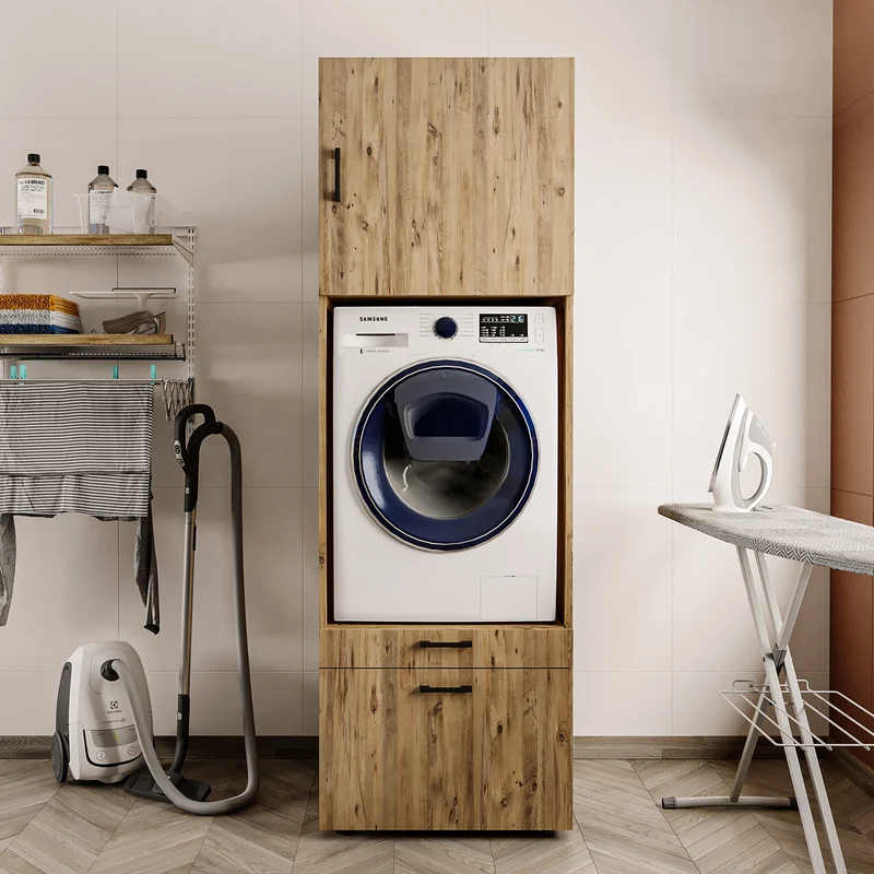 Roomart wasmachinekast SERIE 2, 67 cm, met uittrekplateau en opzetstuk, in 3 kleuren