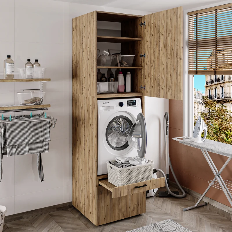 Roomart wasmachinekast SERIE 2, 67 cm, met uittrekplateau en opzetstuk, in 3 kleuren